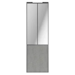 Porte de placard coulissante atelier béton profil gris GoodHome Arius H. 248,5 x L. 76.2 cm + amortisseurs