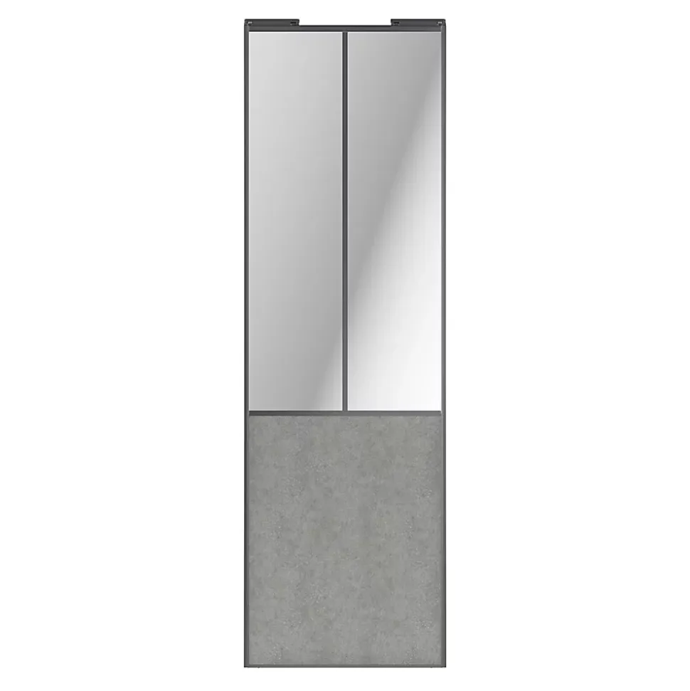 Porte de placard coulissante atelier béton profil gris GoodHome Arius H. 248,5 x L. 76.2 cm + amortisseurs