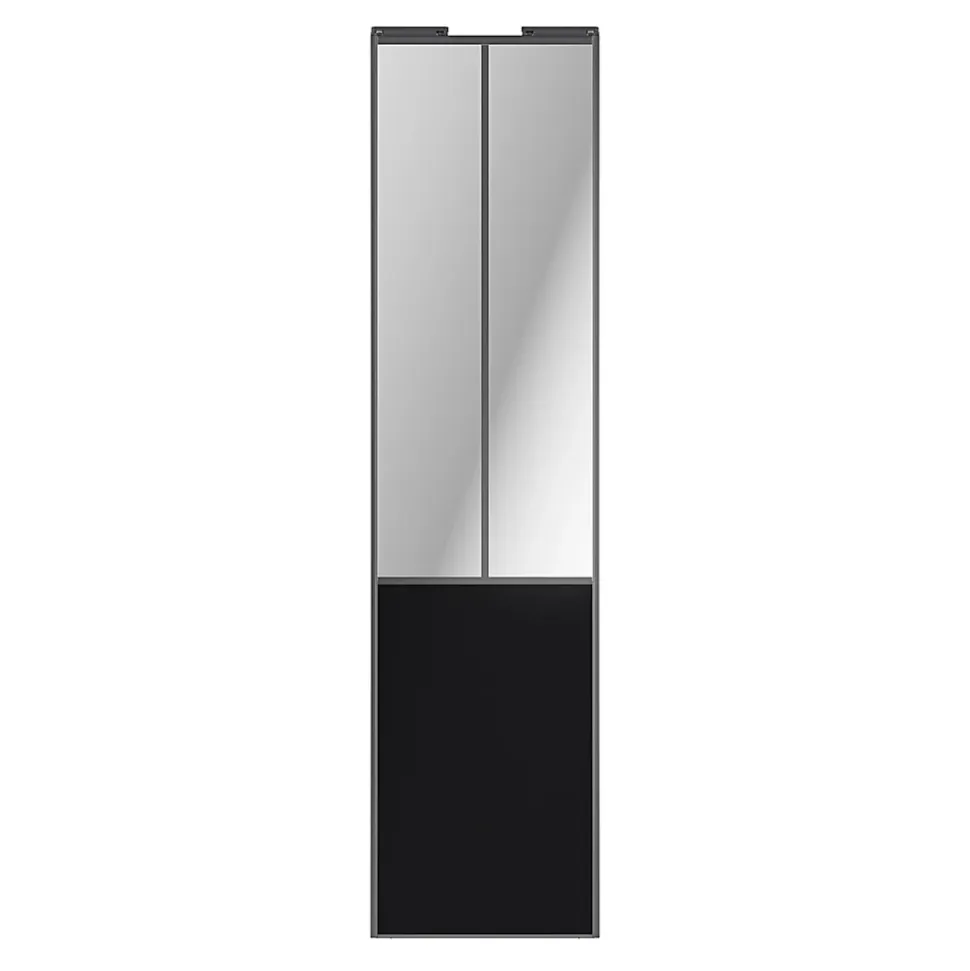 Porte de placard coulissante atelier noir mat profil gris GoodHome Arius H. 248,5 x L. 61.2 cm + amortisseurs