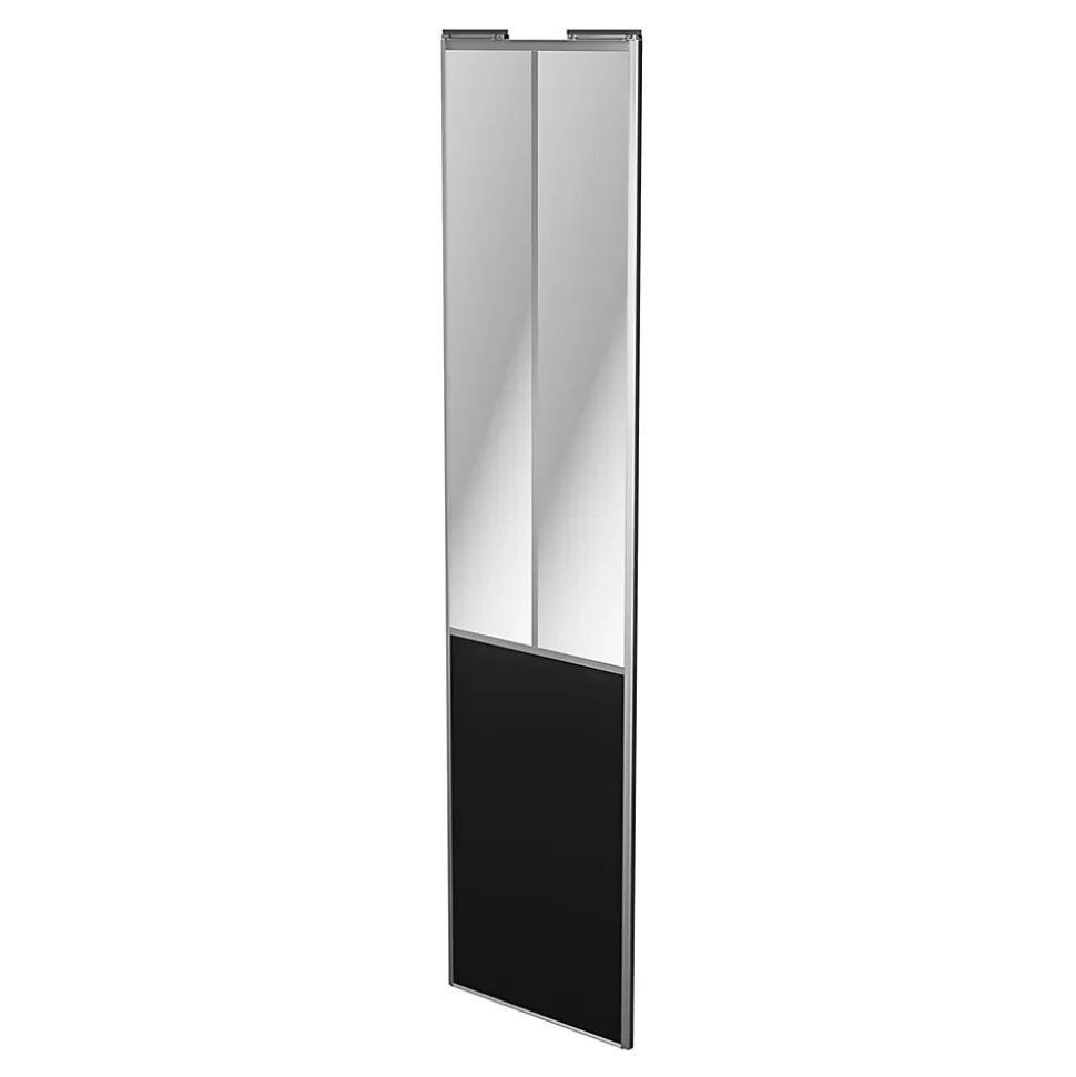 Porte de placard coulissante atelier noir mat profil gris GoodHome Arius H. 248,5 x L. 61.2 cm + amortisseurs