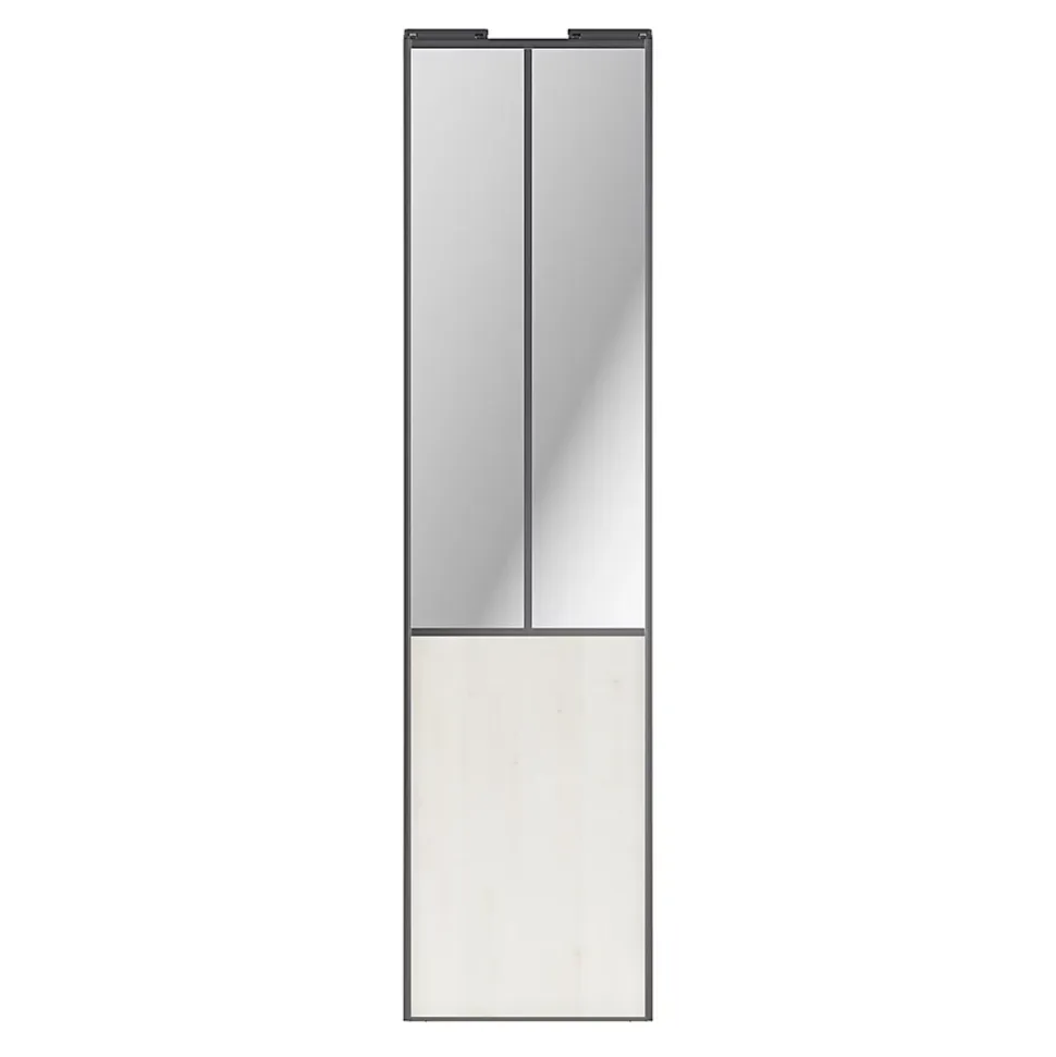 Porte de placard coulissante atelier bois nordique profil gris GoodHome Arius H. 248,5 x L. 61.2 cm + amortisseurs