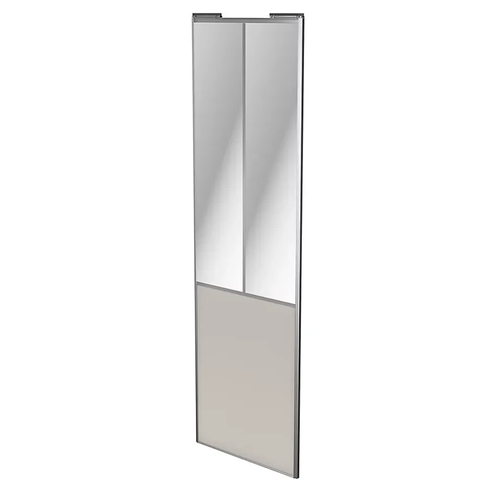 Porte de placard coulissante atelier gris clair mat profil gris GoodHome Arius H. 248,5 x L. 76.2 cm + amortisseurs
