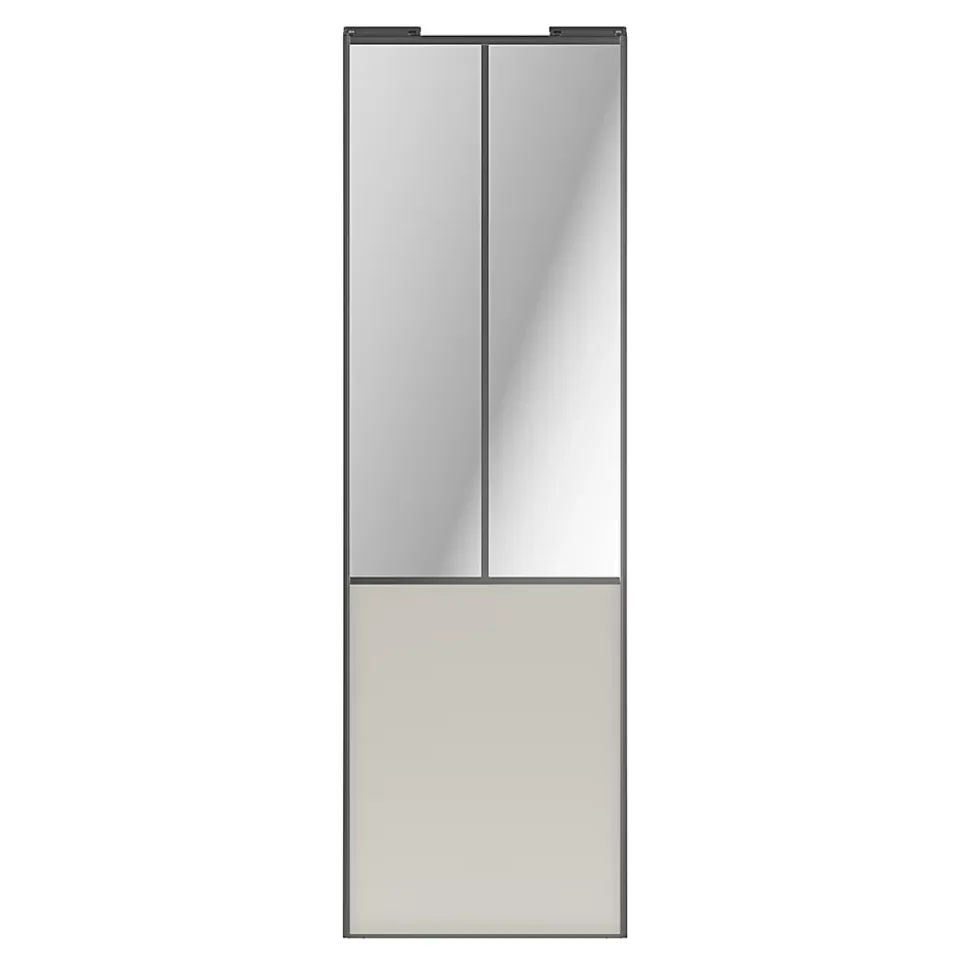 Porte de placard coulissante atelier gris clair mat profil gris GoodHome Arius H. 248,5 x L. 76.2 cm + amortisseurs