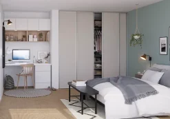 Porte de placard coulissante gris clair mat profil gris GoodHome Arius H. 248,5 x L. 62.2 cm + amortisseurs