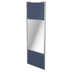 Porte de placard coulissante avec miroir bleu profil gris GoodHome Arius H. 248,5 x L. 92.2 cm + amortisseurs