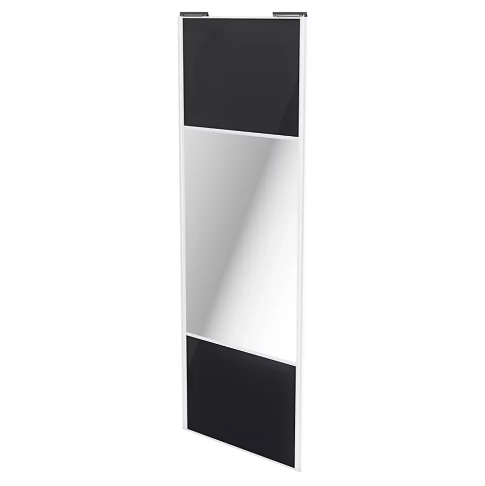 Porte de placard coulissante avec miroir noir profil blanc GoodHome Arius H. 248,5 x L. 92.2 cm + amortisseurs