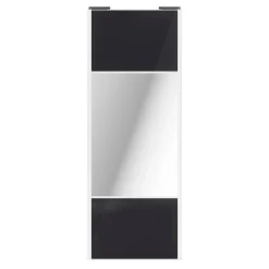 Porte de placard coulissante avec miroir noir profil blanc GoodHome Arius H. 248,5 x L. 92.2 cm + amortisseurs