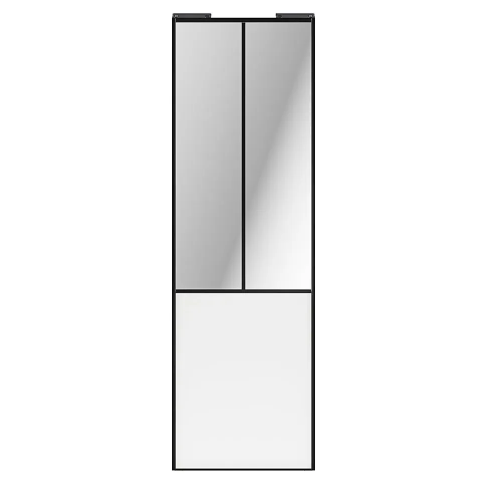 Porte de placard coulissante atelier blanc profil noir GoodHome Arius H. 248,5 x L. 76.2 cm + amortisseurs