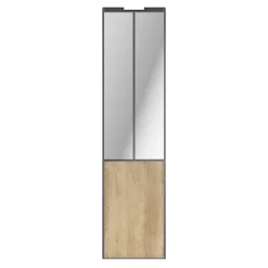 Porte de placard coulissante atelier effet chêne brut profil gris GoodHome Arius H. 248,5 x L. 61.2 cm + amortisseurs