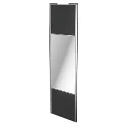 Porte de placard coulissante avec miroir anthracite profil gris GoodHome Arius H. 248,5 x L. 77.2 cm + amortisseurs