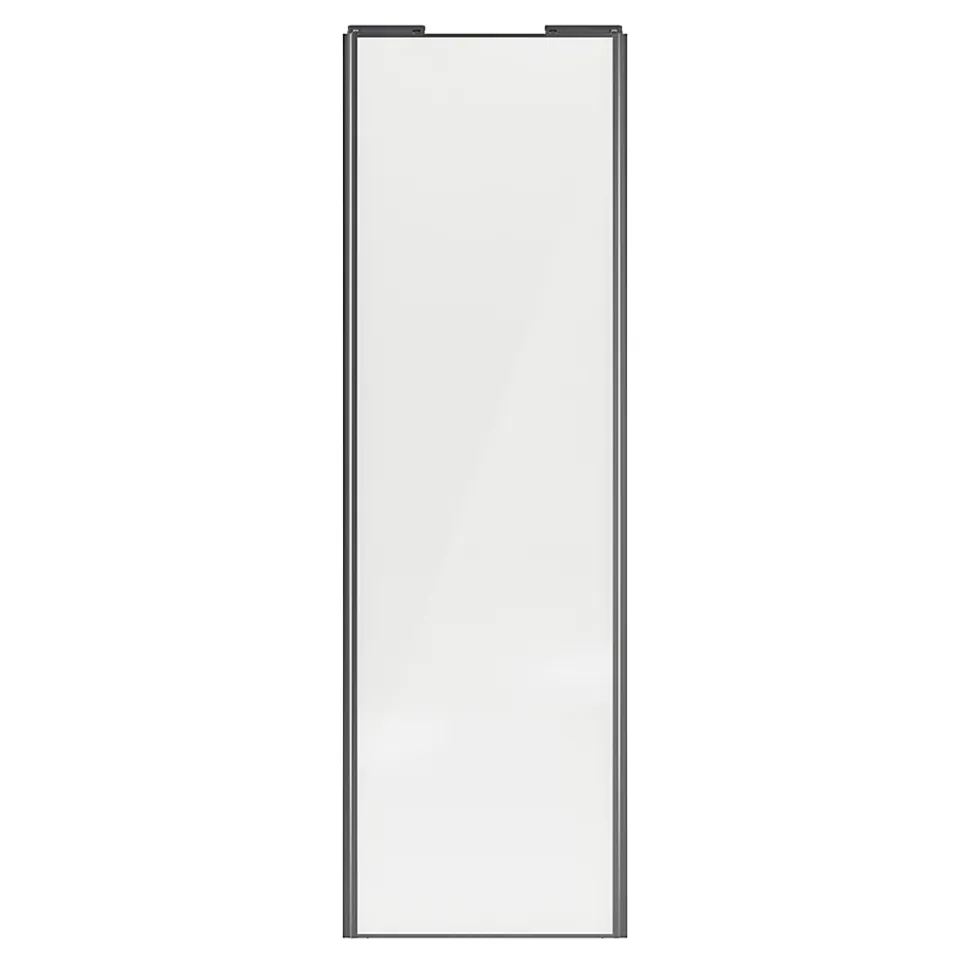 Porte de placard coulissante blanc brillant profil gris GoodHome Arius H. 248,5 x L. 77.2 cm + amortisseurs