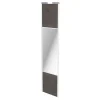 Porte de placard coulissante avec miroir gris antique profil blanc GoodHome Arius H. 248,5 x L. 62.2 cm + amortisseurs