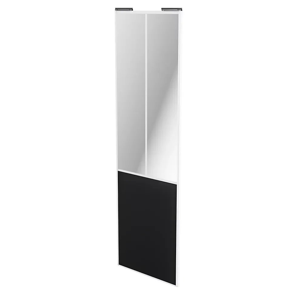 Porte de placard coulissante atelier noir mat profil blanc GoodHome Arius H. 248,5 x L. 76.2 cm + amortisseurs