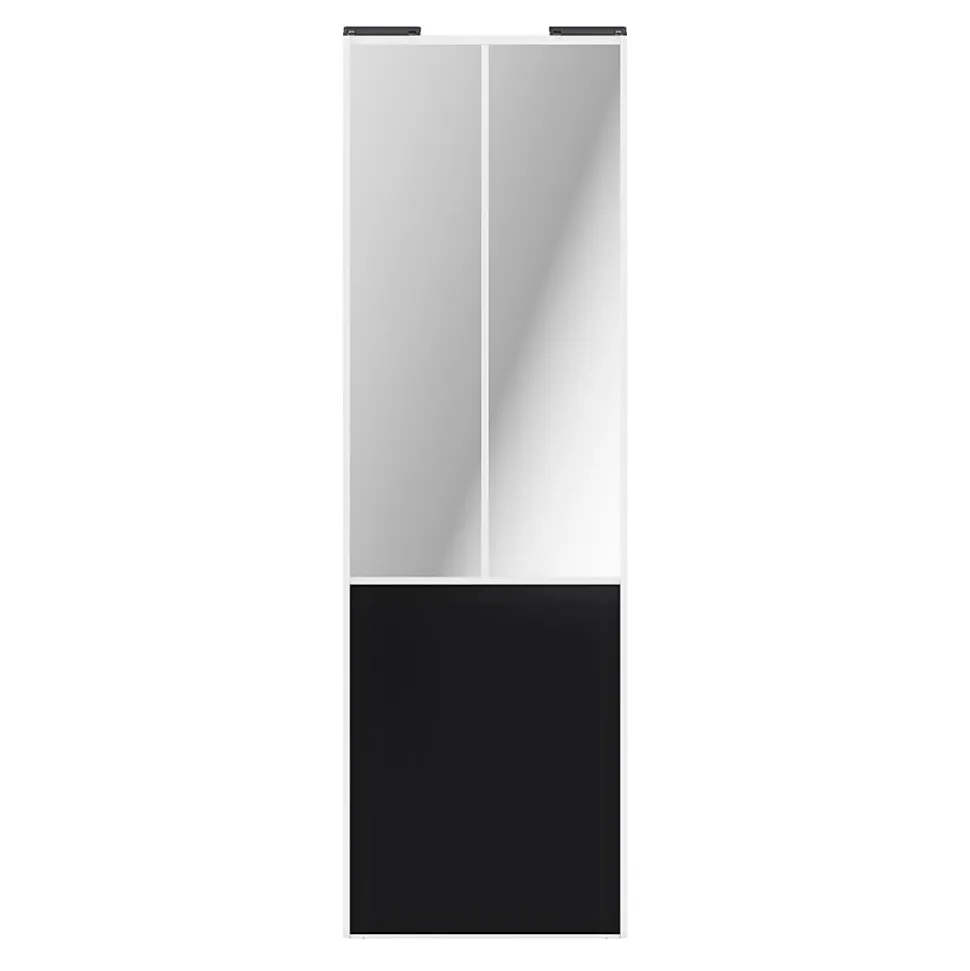 Porte de placard coulissante atelier noir mat profil blanc GoodHome Arius H. 248,5 x L. 76.2 cm + amortisseurs