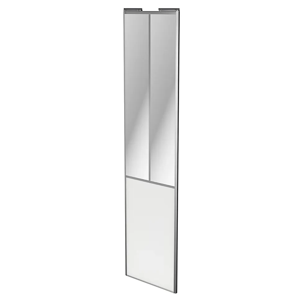 Porte de placard coulissante atelier blanc profil gris GoodHome Arius H. 248,5 x L. 61.2 cm + amortisseurs