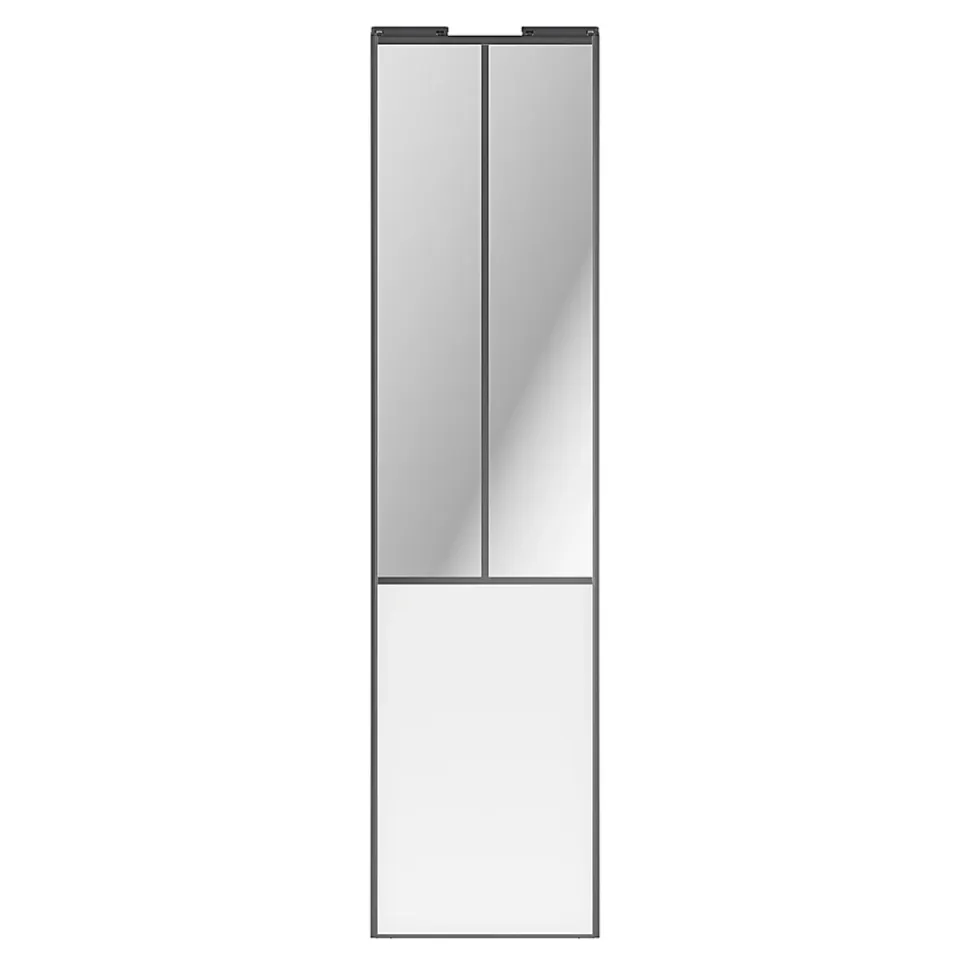 Porte de placard coulissante atelier blanc profil gris GoodHome Arius H. 248,5 x L. 61.2 cm + amortisseurs