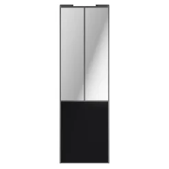 Porte de placard coulissante atelier noir mat profil gris GoodHome Arius H. 248,5 x L. 76.2 cm + amortisseurs