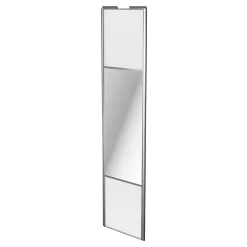 Porte de placard coulissante avec miroir blanc profil gris GoodHome Arius H. 248,5 x L. 62.2 cm + amortisseurs