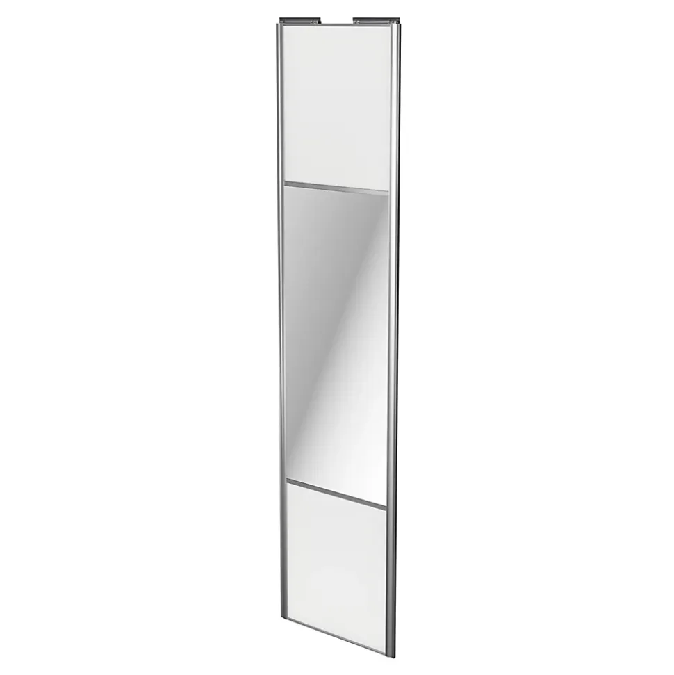 Porte de placard coulissante avec miroir blanc profil gris GoodHome Arius H. 248,5 x L. 62.2 cm + amortisseurs