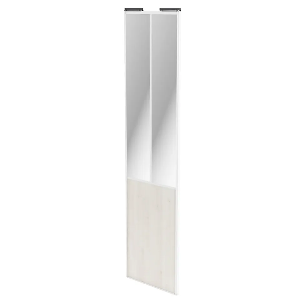 Porte de placard coulissante atelier bois nordique profil blanc GoodHome Arius H. 248,5 x L. 61.2 cm + amortisseurs