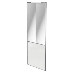 Porte de placard coulissante atelier blanc brillant profil gris GoodHome Arius H. 248,5 x L. 91.2 cm + amortisseurs