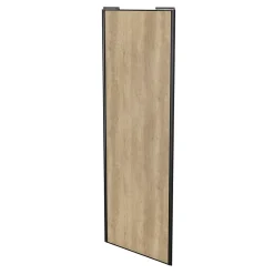 Porte de placard coulissante effet chêne brut profil noir GoodHome Arius H. 248,5 x L. 92.2 cm + amortisseurs
