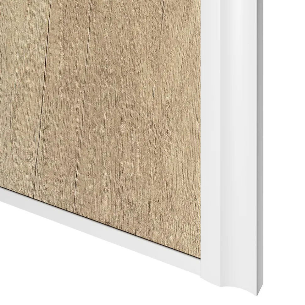 Porte de placard coulissante atelier effet chêne brut profil blanc GoodHome Arius H. 248,5 x L. 76.2 cm + amortisseurs