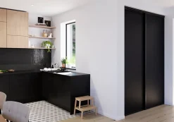 Porte de placard coulissante noir mat profil noir GoodHome Arius H. 248,5 x L. 92.2 cm + amortisseurs