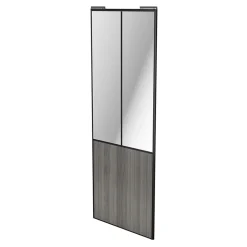 Porte de placard coulissante atelier effet chêne grisé profil noir GoodHome Arius H. 248,5 x L. 91.2 cm + amortisseurs