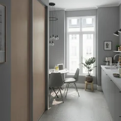 Porte de placard coulissante effet chêne clair profil gris GoodHome Arius H. 248,5 x L. 77.2 cm + amortisseurs