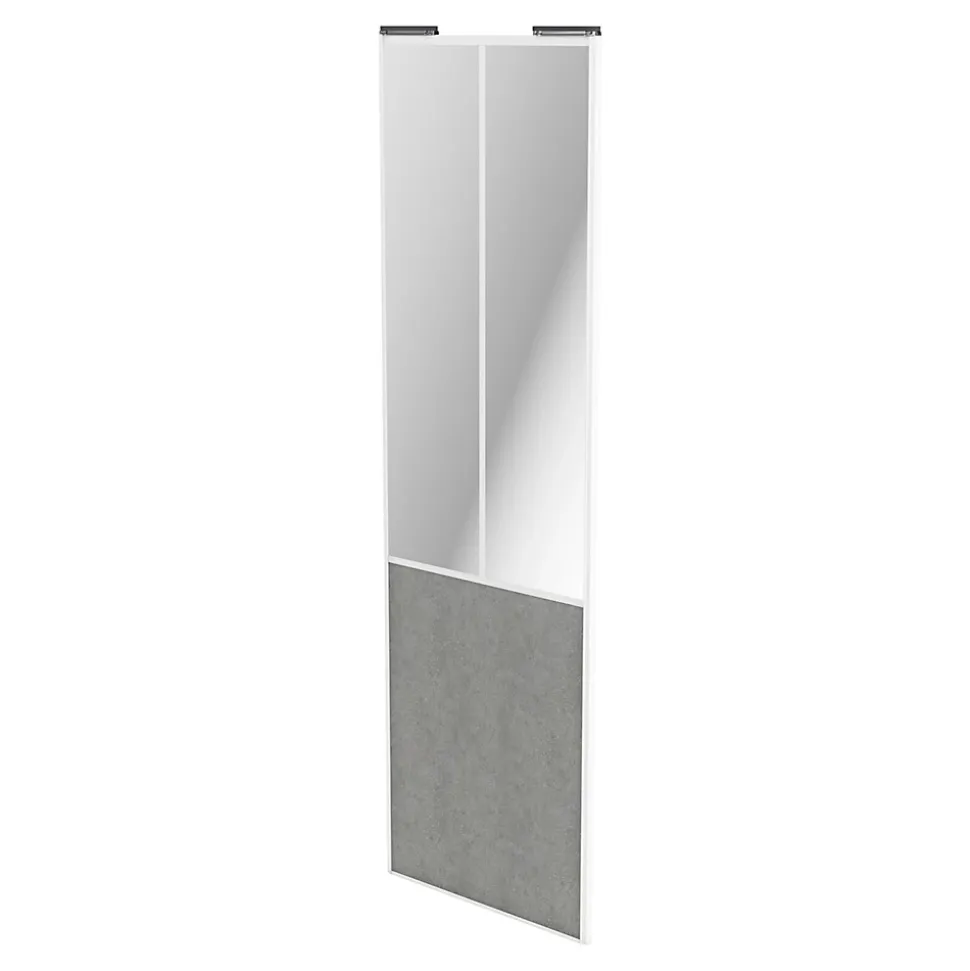 Porte de placard coulissante atelier béton profil blanc GoodHome Arius H. 248,5 x L. 76.2 cm + amortisseurs