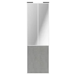 Porte de placard coulissante atelier béton profil blanc GoodHome Arius H. 248,5 x L. 76.2 cm + amortisseurs