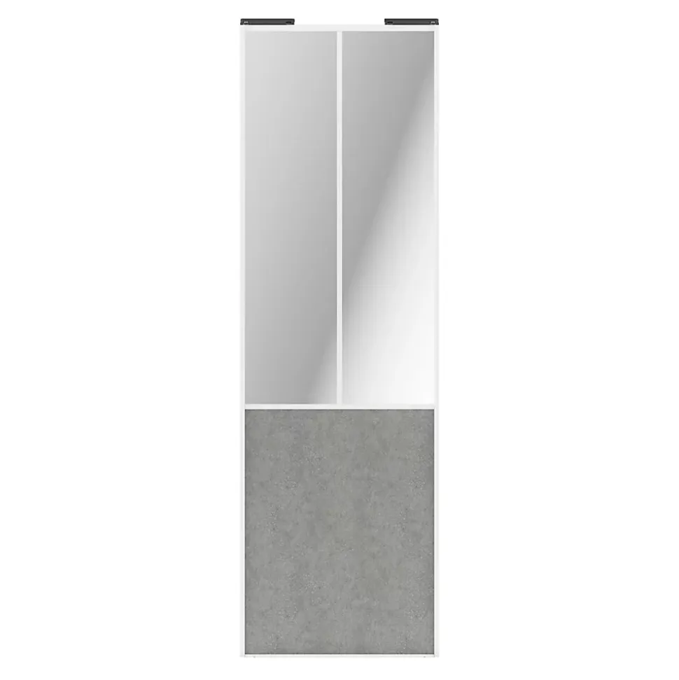 Porte de placard coulissante atelier béton profil blanc GoodHome Arius H. 248,5 x L. 76.2 cm + amortisseurs