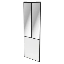 Porte de placard coulissante atelier blanc profil noir GoodHome Arius H. 248,5 x L. 91.2 cm + amortisseurs