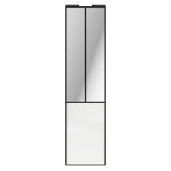 Porte de placard coulissante atelier blanc brillant profil noir GoodHome Arius H. 248,5 x L. 61.2 cm + amortisseurs