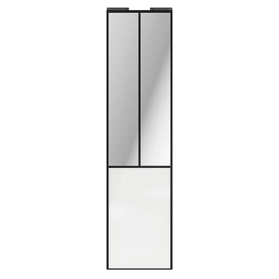 Porte de placard coulissante atelier blanc brillant profil noir GoodHome Arius H. 248,5 x L. 61.2 cm + amortisseurs