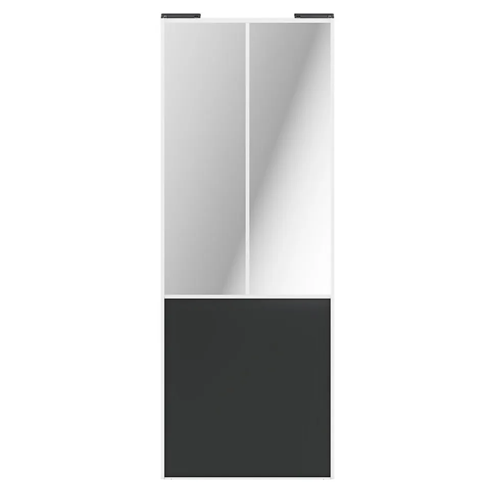 Porte de placard coulissante atelier gris foncé mat profil blanc GoodHome Arius H. 248,5 x L. 91.2 cm + amortisseurs