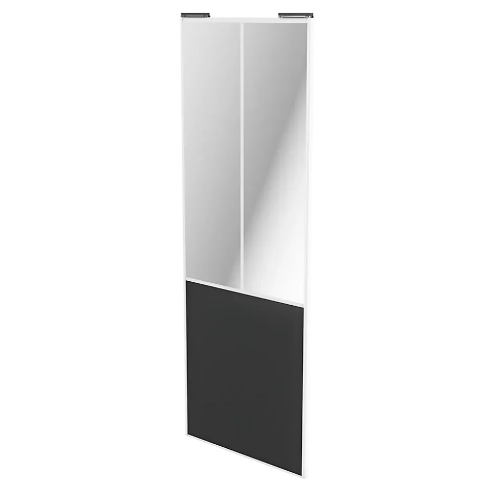 Porte de placard coulissante atelier gris foncé mat profil blanc GoodHome Arius H. 248,5 x L. 91.2 cm + amortisseurs