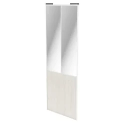 Porte de placard coulissante atelier bois nordique profil blanc GoodHome Arius H. 248,5 x L. 91.2 cm + amortisseurs