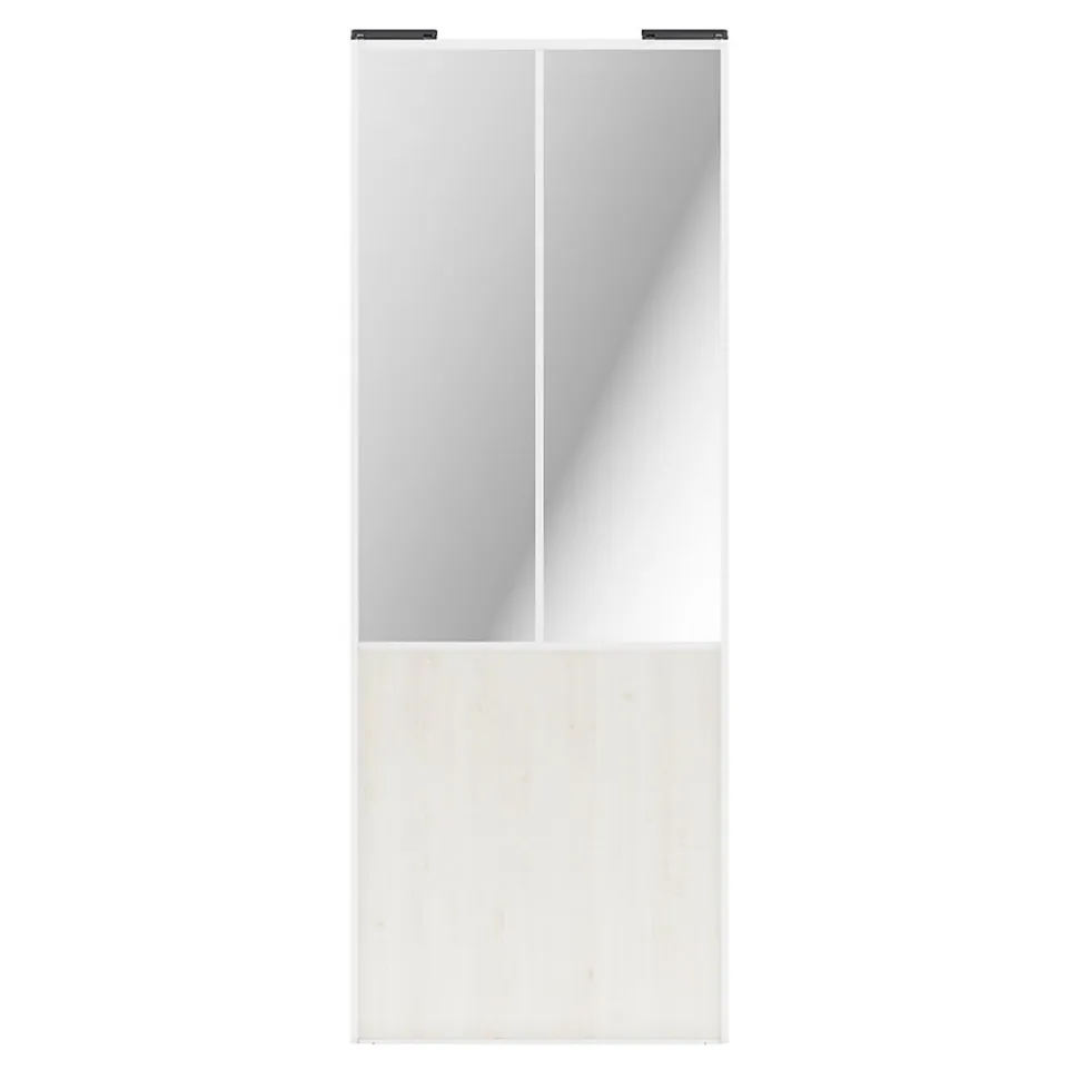 Porte de placard coulissante atelier bois nordique profil blanc GoodHome Arius H. 248,5 x L. 91.2 cm + amortisseurs