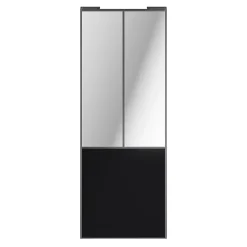Porte de placard coulissante atelier noir mat profil gris GoodHome Arius H. 248,5 x L. 91.2 cm + amortisseurs