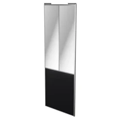 Porte de placard coulissante atelier noir mat profil gris GoodHome Arius H. 248,5 x L. 91.2 cm + amortisseurs