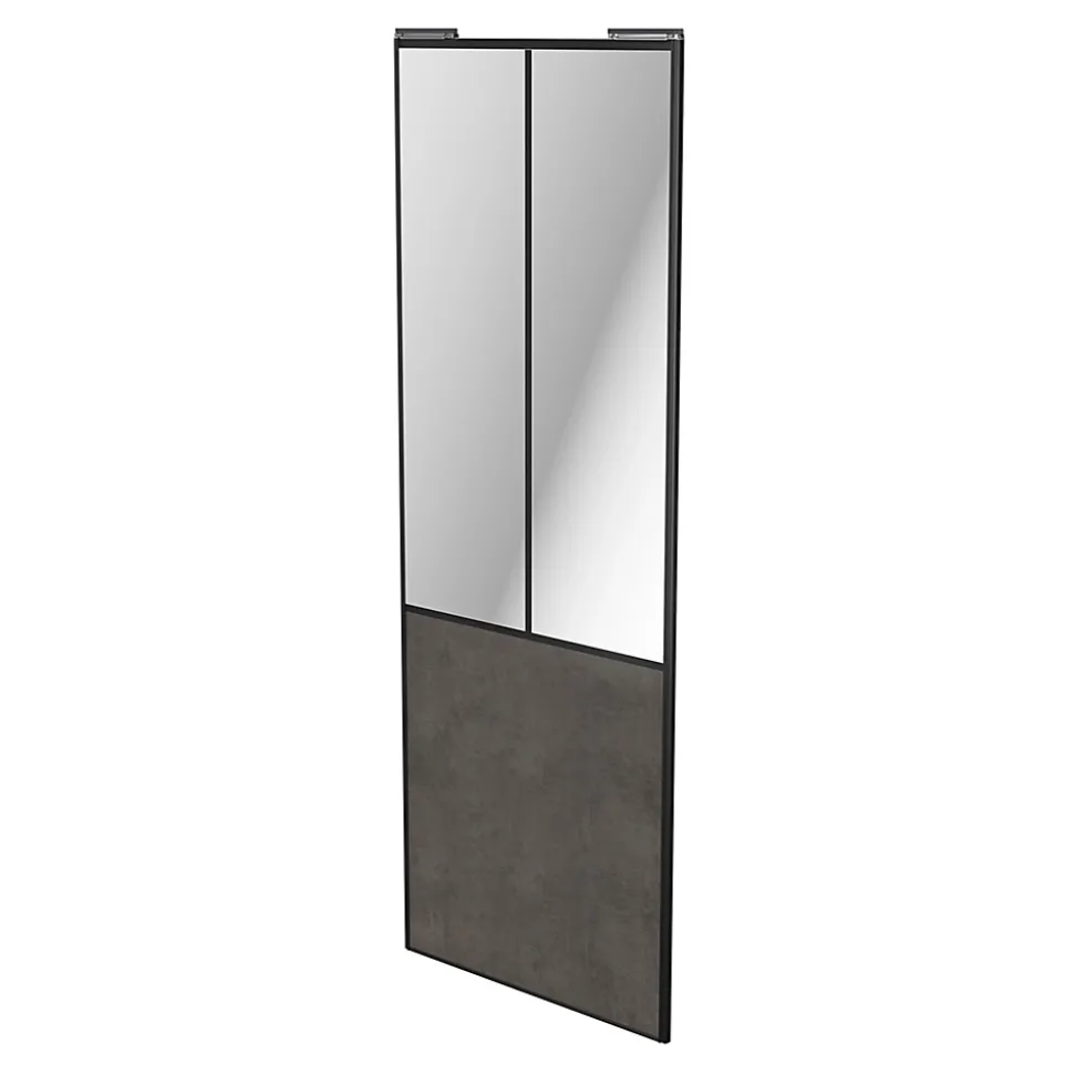 Porte de placard coulissante atelier gris antique profil noir GoodHome Arius H. 248,5 x L. 91.2 cm + amortisseurs