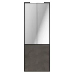 Porte de placard coulissante atelier gris antique profil noir GoodHome Arius H. 248,5 x L. 91.2 cm + amortisseurs