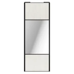 Porte de placard coulissante avec miroir bois nordique profil noir GoodHome Arius H. 248,5 x L. 92.2 cm + amortisseurs