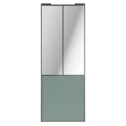 Porte de placard coulissante atelier vert de gris profil gris GoodHome Arius H. 248,5 x L. 91.2 cm + amortisseurs