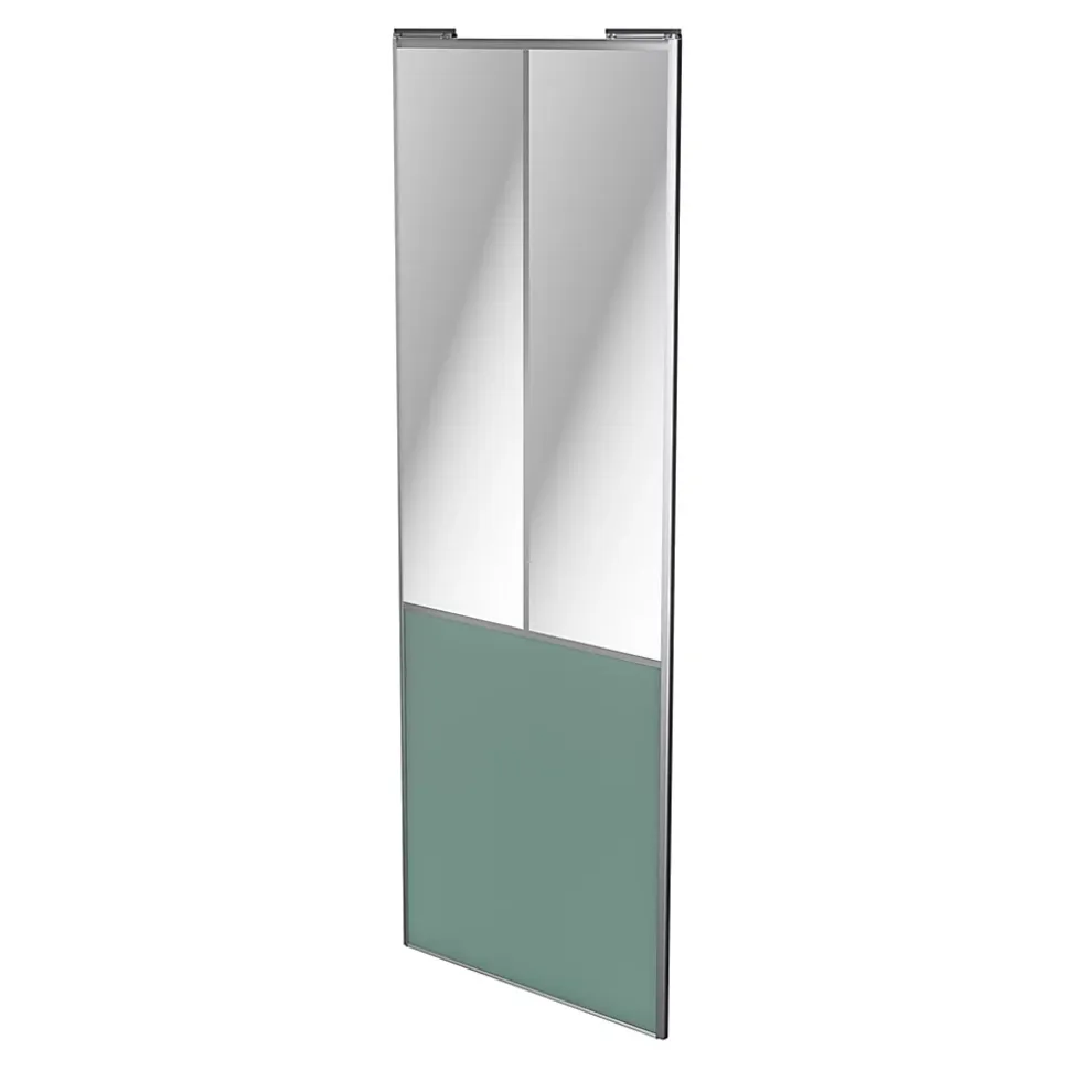 Porte de placard coulissante atelier vert de gris profil gris GoodHome Arius H. 248,5 x L. 91.2 cm + amortisseurs