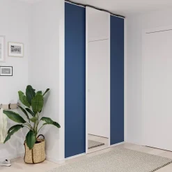 Porte de placard coulissante bleu profil blanc GoodHome Arius H. 248,5 x L. 62.2 cm + amortisseurs