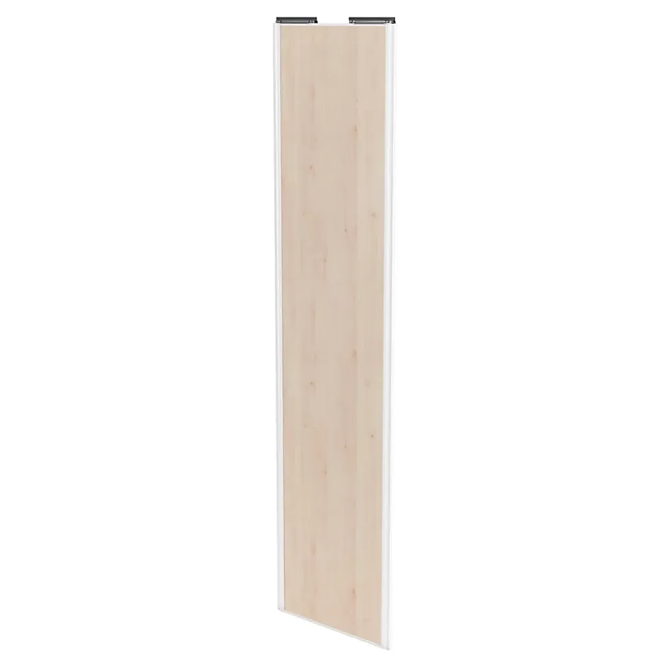 Porte de placard coulissante effet chêne clair profil blanc GoodHome Arius H. 248,5 x L. 62.2 cm + amortisseurs