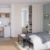 Porte de placard coulissante bois nordique profil blanc GoodHome Arius H. 248,5 x L. 62.2 cm + amortisseurs